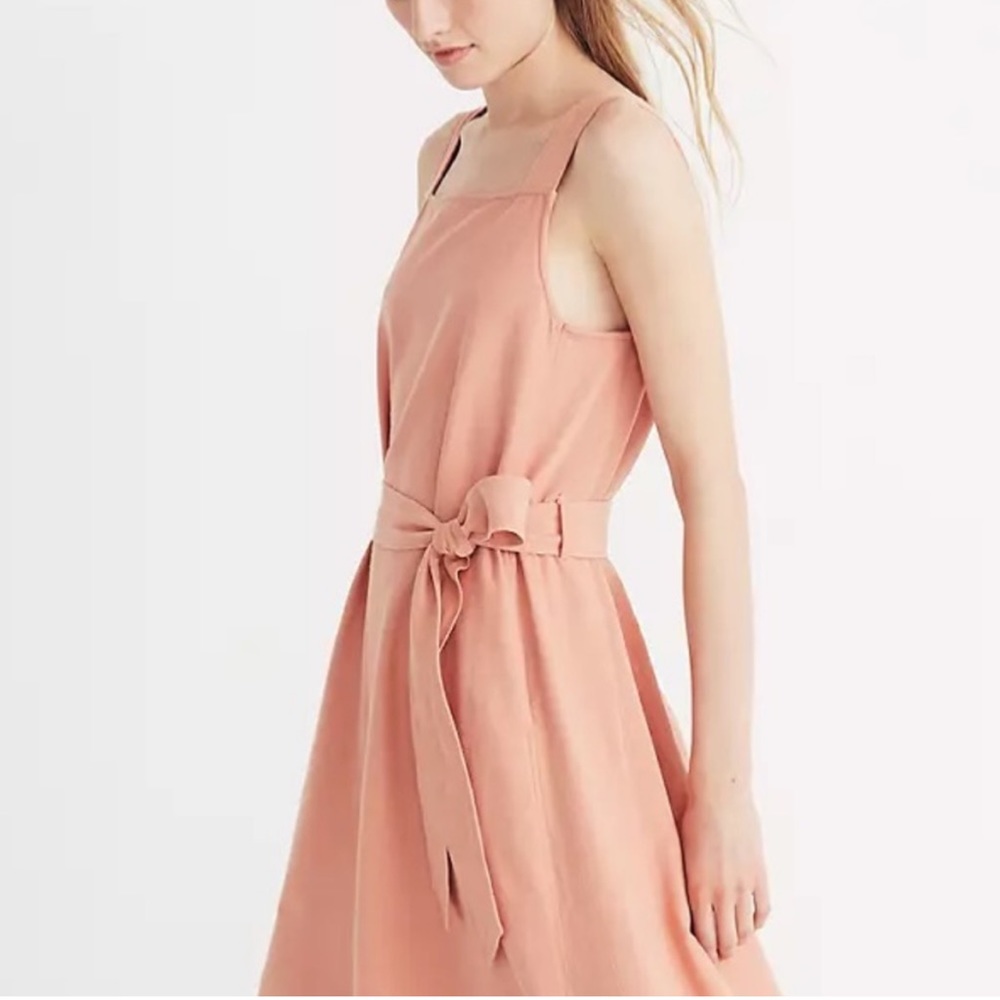 Madewell Apron Tie Waist Dress- Salmon/ Coral Color Womens XL